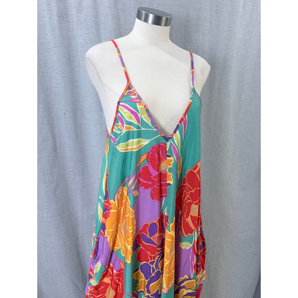 Millibon USA Floral Cocoon Dress Balloon Hem Sleeveless Oversized M Resortwear - Picture 2 of 12